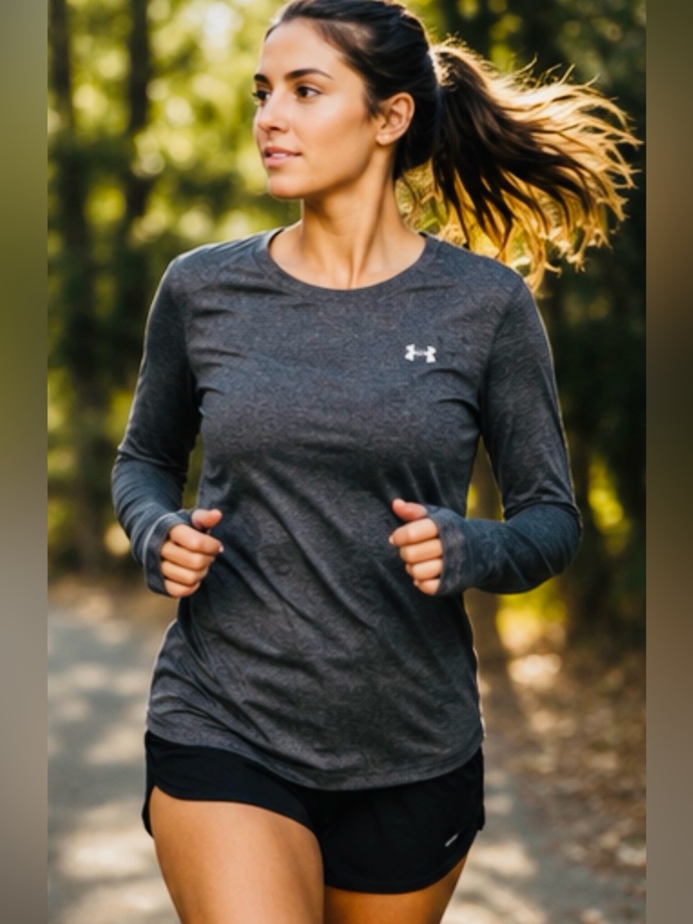 Under Armour Dark Gray long sleeve Top w/ thumb holes
